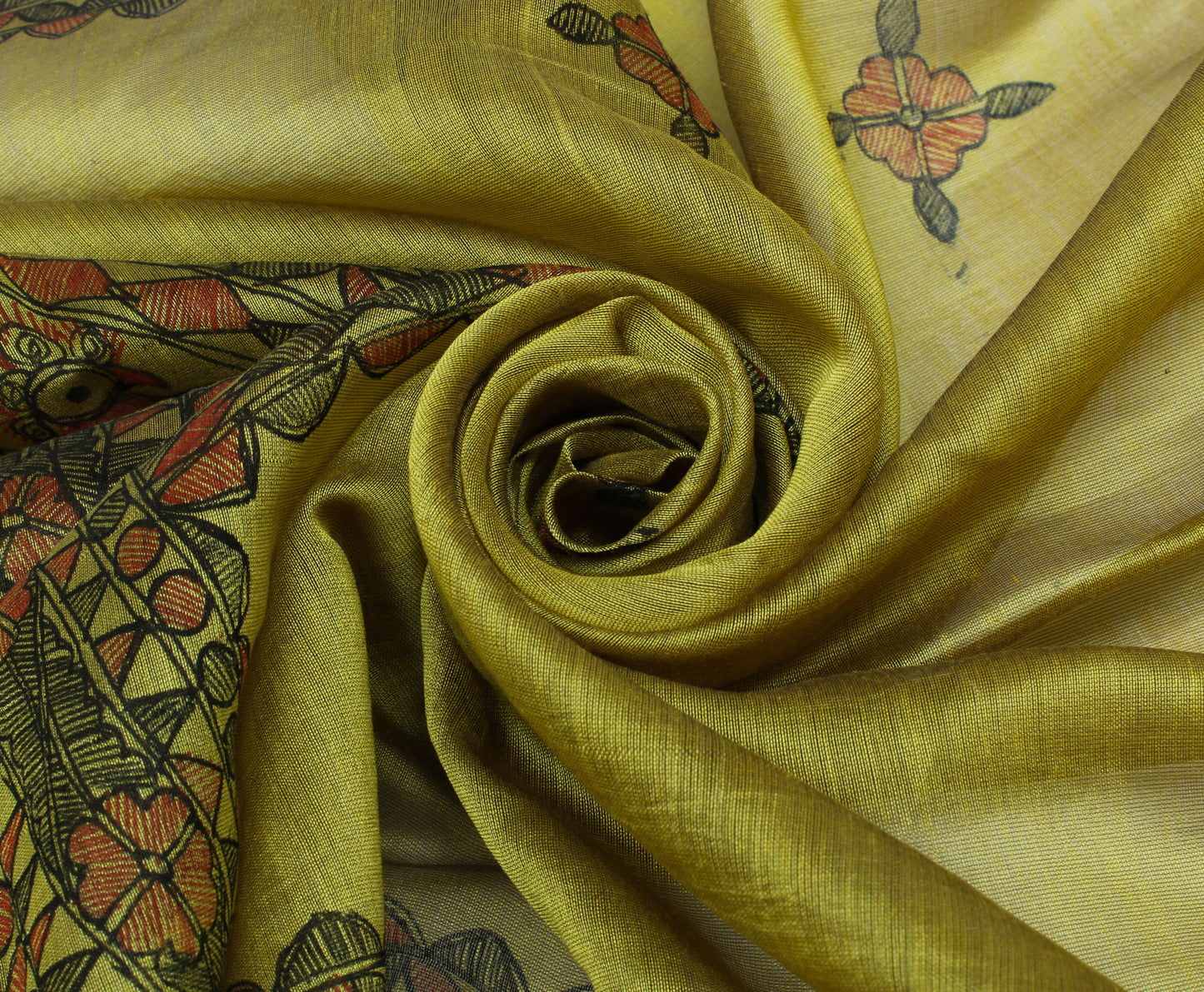 Sushila Vintage Green Dupatta Pure Cotton Madhubani Printed Long Stole Hijab