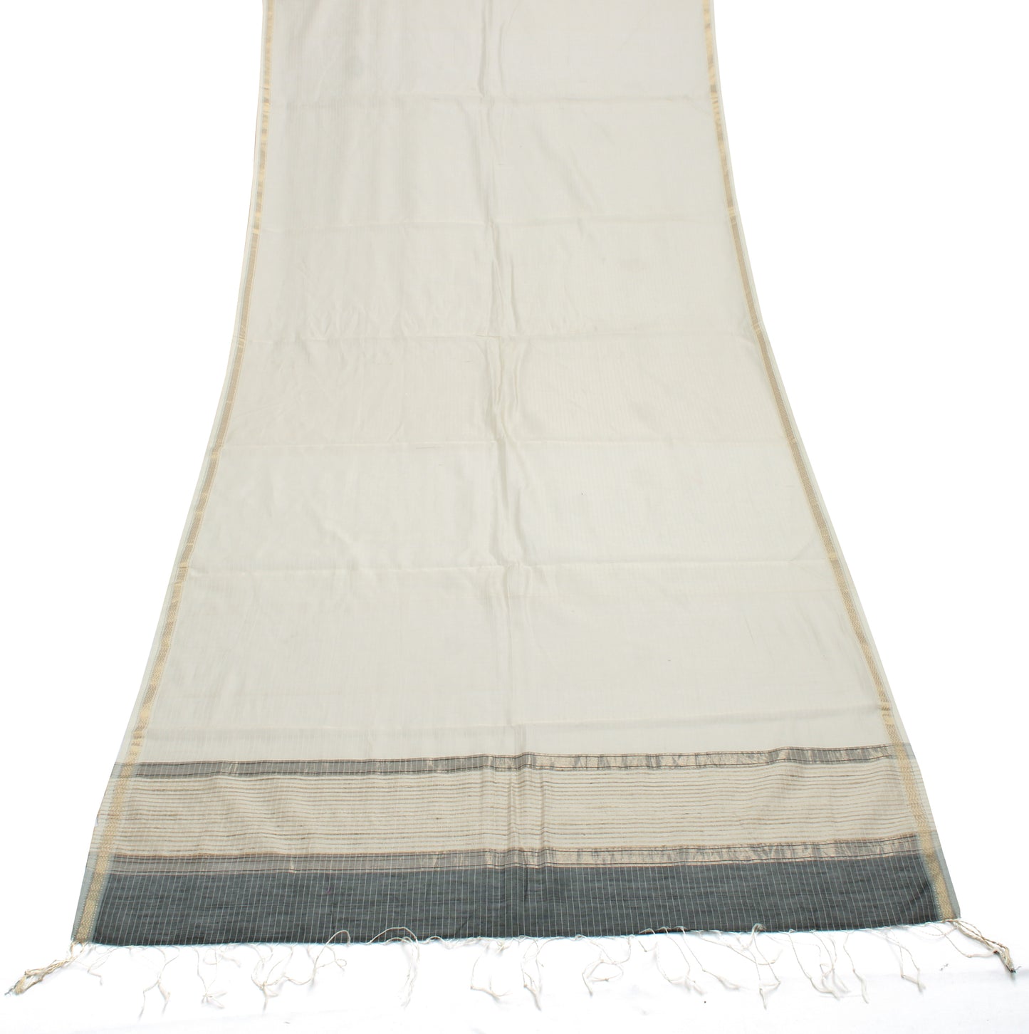 Sushila Vintage Cream Indian Dupatta 100% Pure Silk Woven Long Stole Veil
