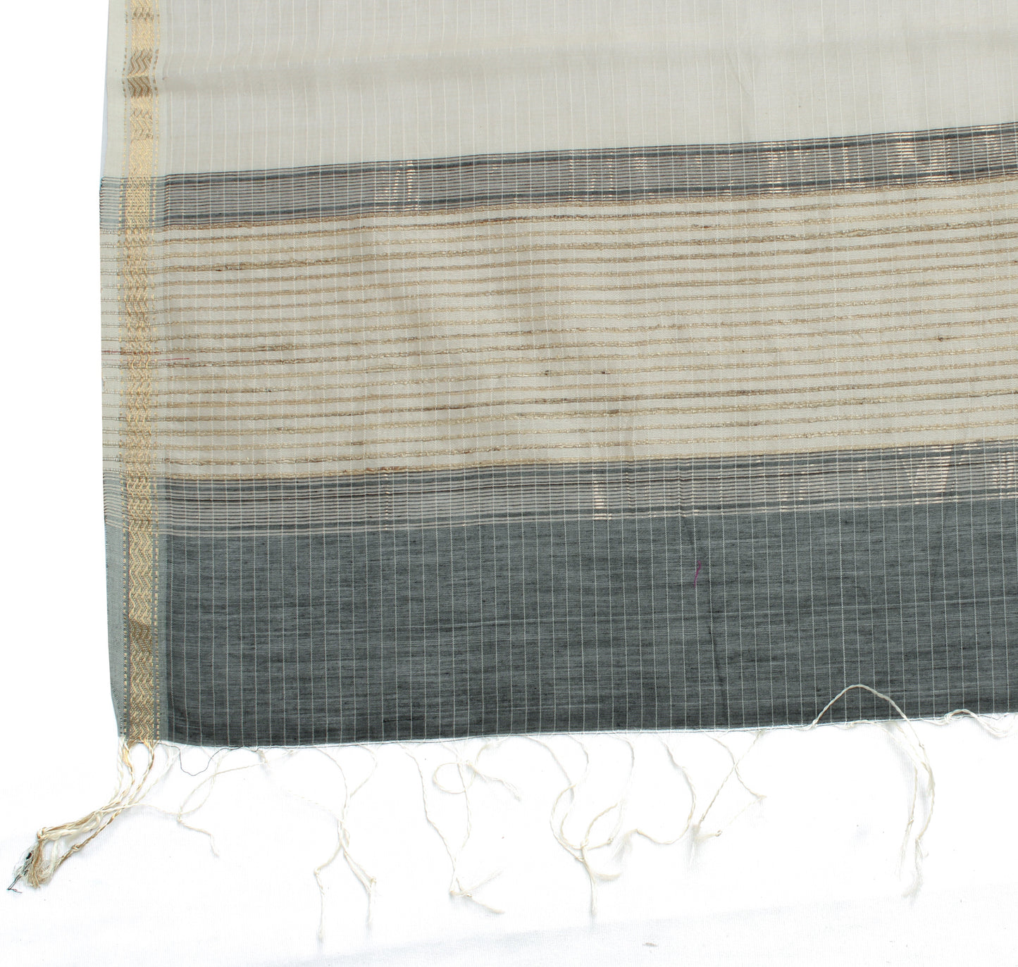 Sushila Vintage Cream Indian Dupatta 100% Pure Silk Woven Long Stole Veil