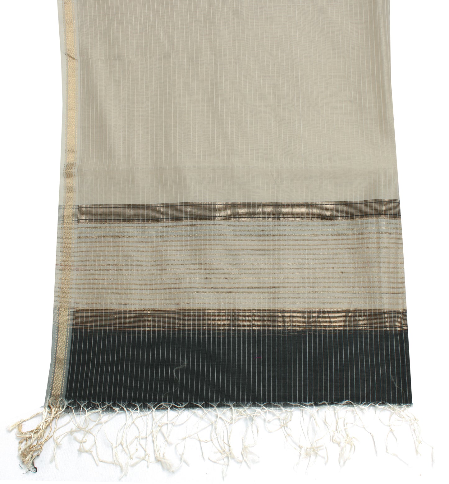 Sushila Vintage Cream Indian Dupatta 100% Pure Silk Woven Long Stole Veil