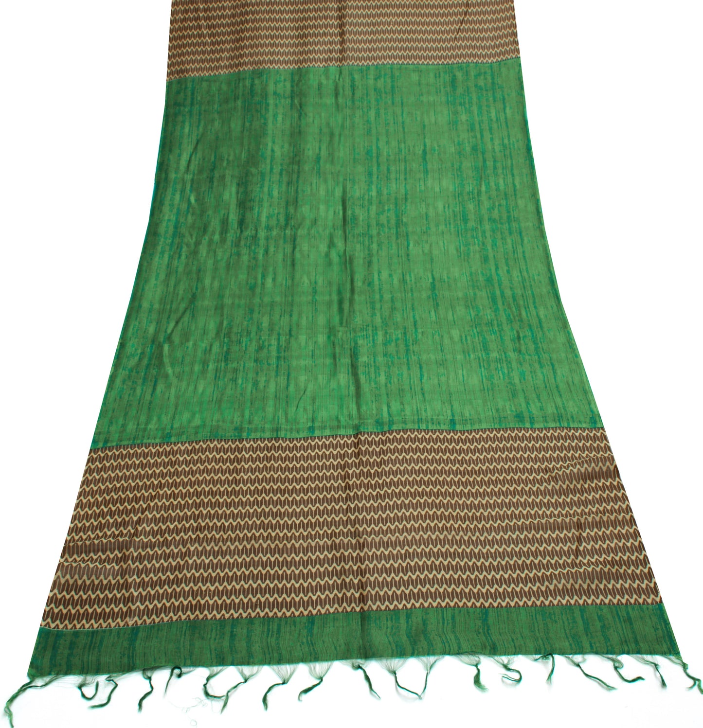 Sushila Vintage Green Indian Dupatta 100% Pure Silk Printed Long Stole Hijab