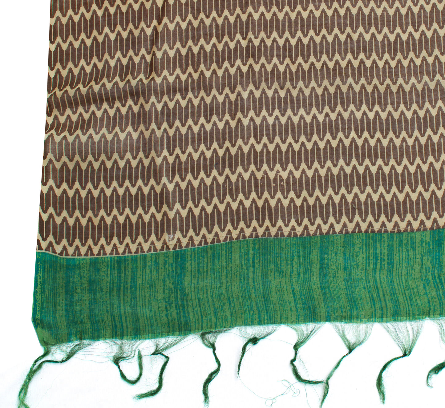 Sushila Vintage Green Indian Dupatta 100% Pure Silk Printed Long Stole Hijab