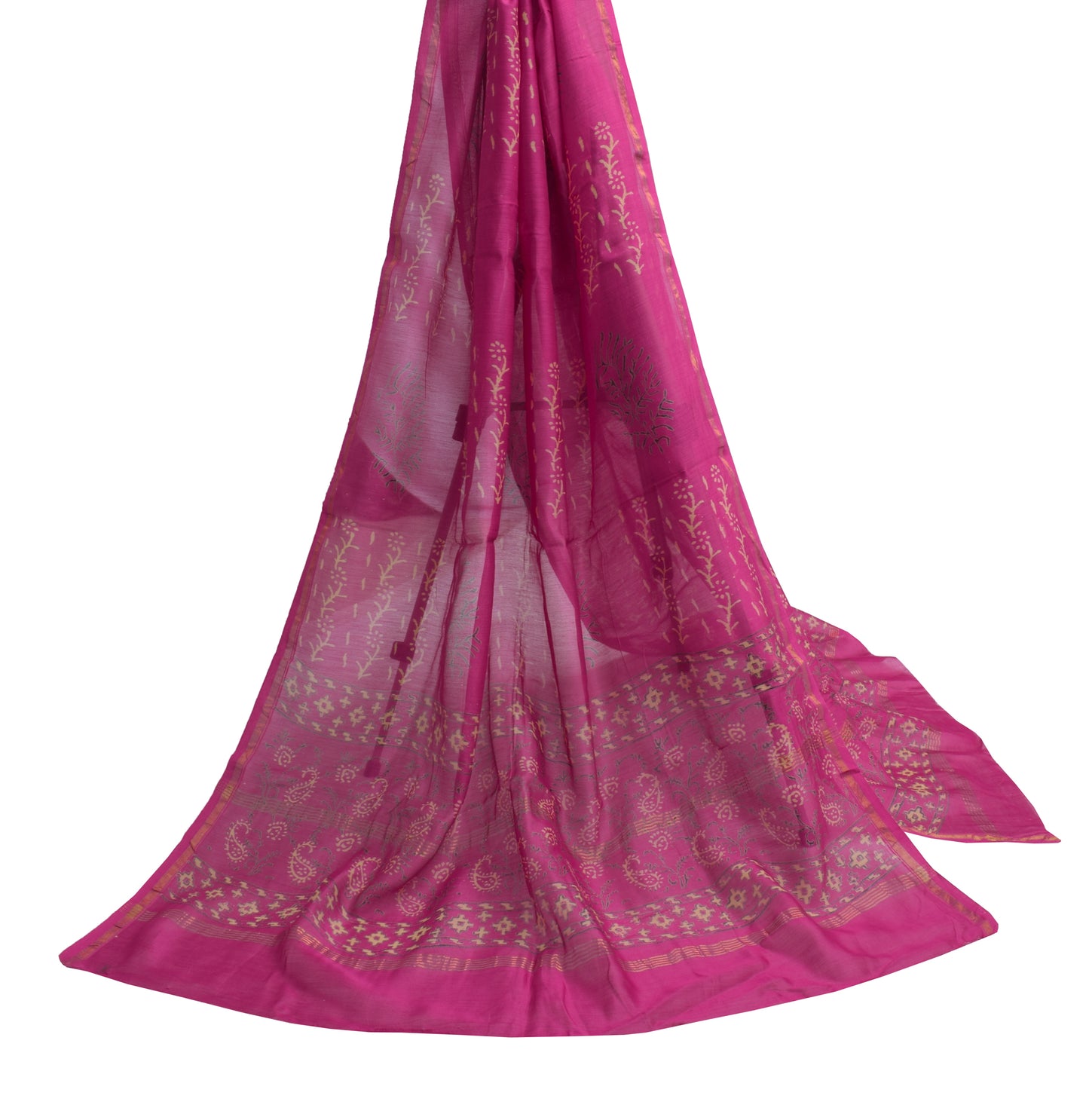 Sushila Vintage Indian Pink Dupatta 100% Pure Cotton Printed Long Stole Hijab