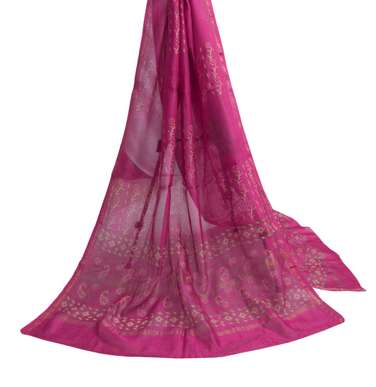 Sushila Vintage Indian Pink Dupatta 100% Pure Cotton Printed Long Stole Hijab