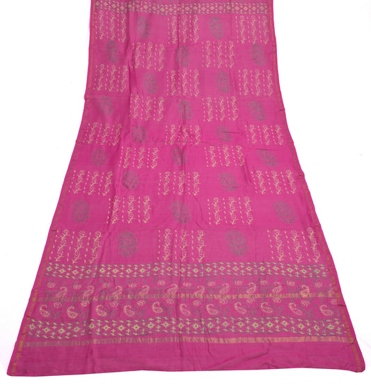 Sushila Vintage Indian Pink Dupatta 100% Pure Cotton Printed Long Stole Hijab