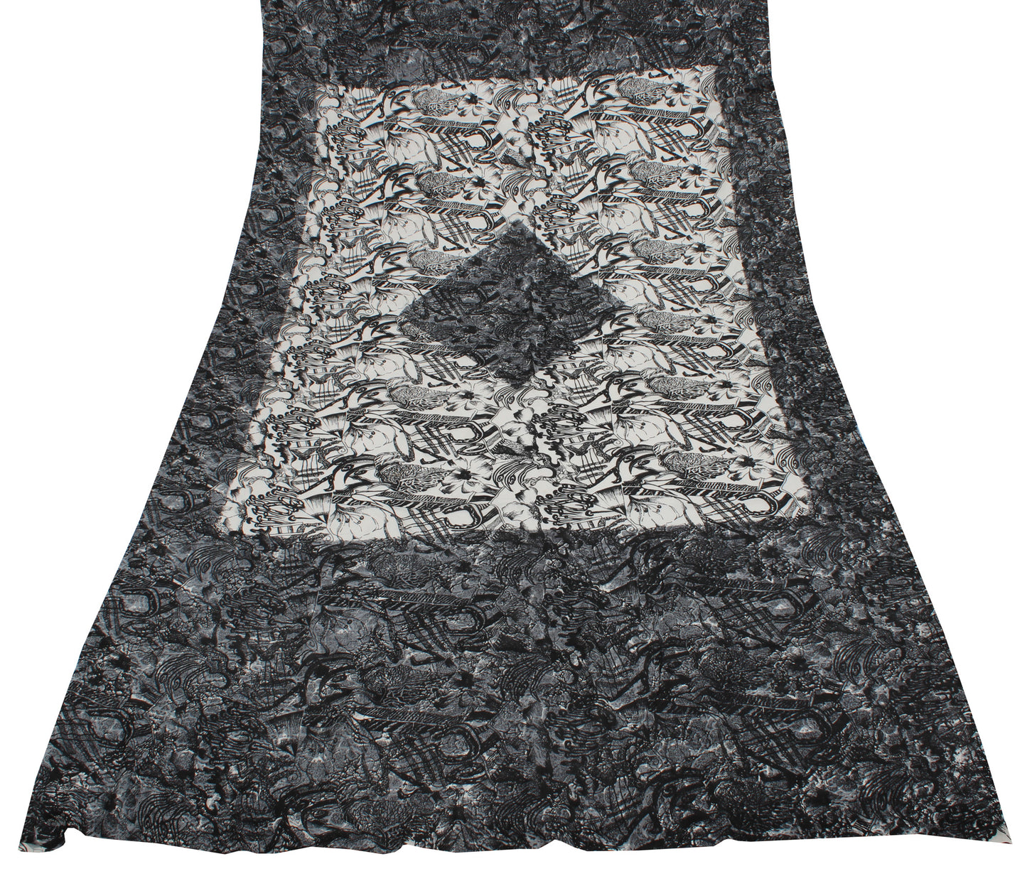 Sushila Vintage White Dupatta Pure Georgette Silk Printed Long Stole Veil