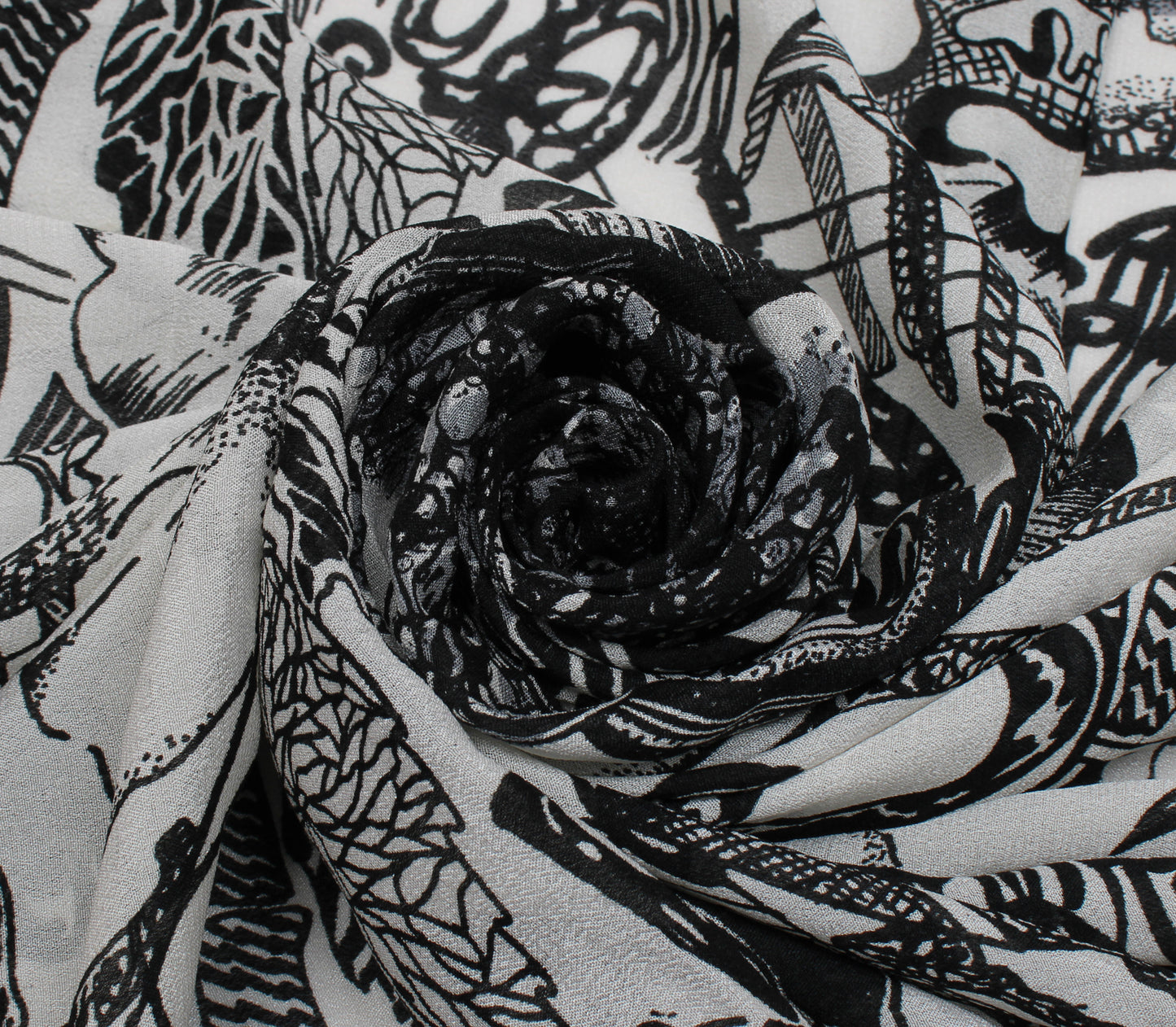 Sushila Vintage White Dupatta Pure Georgette Silk Printed Long Stole Veil