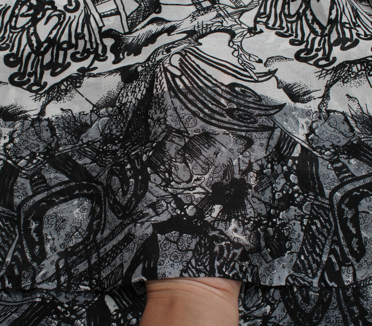 Sushila Vintage White Dupatta Pure Georgette Silk Printed Long Stole Veil