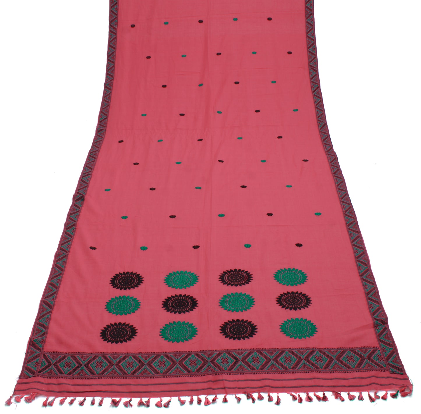 Sushila Vintage Indian Dupatta 100% Pure Cotton Woven Long Stole Hijab Veil