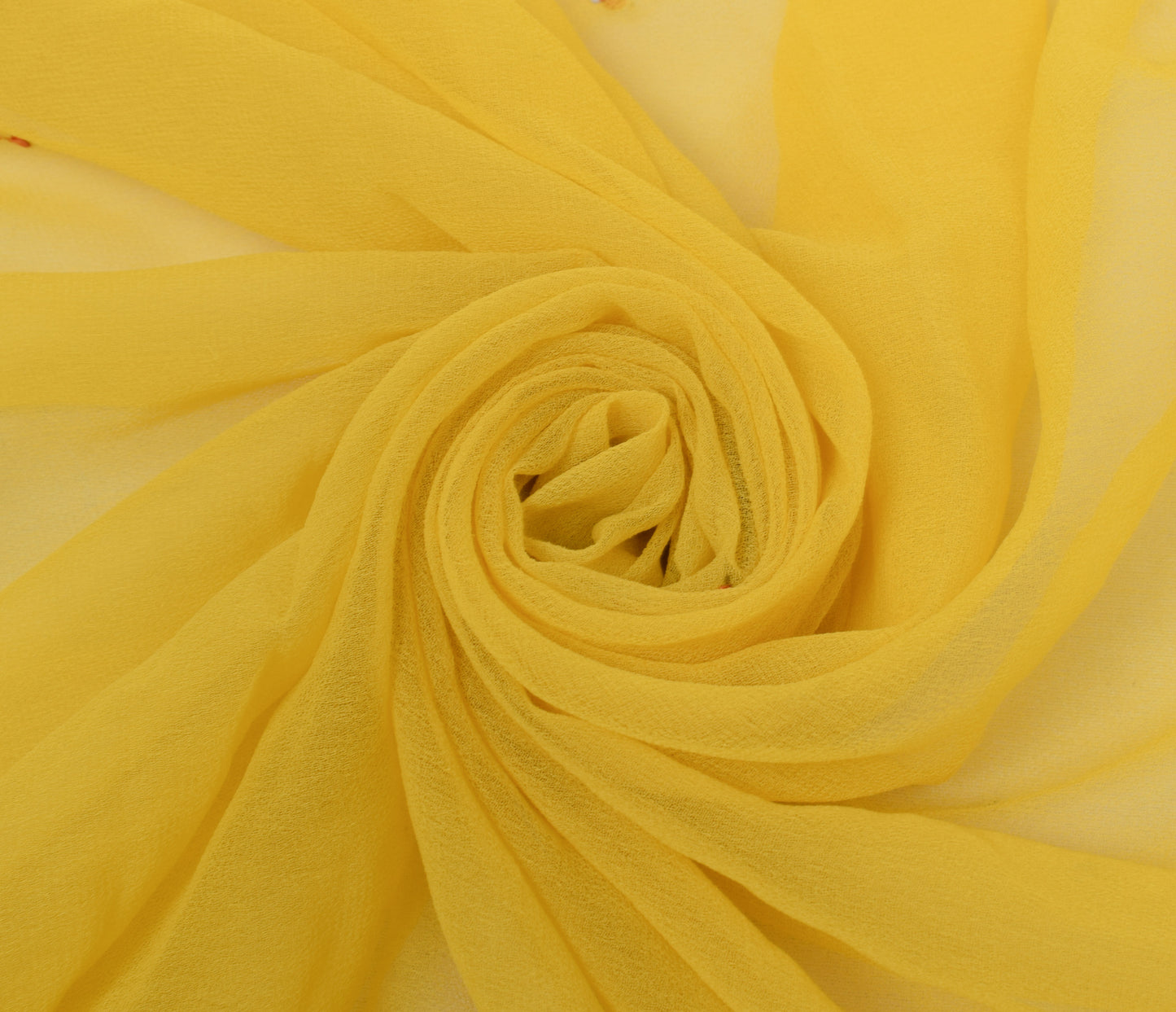 Sushila Vintage Yellow Dupatta Blend Georgette Silk Hand Embroidered Long Stole