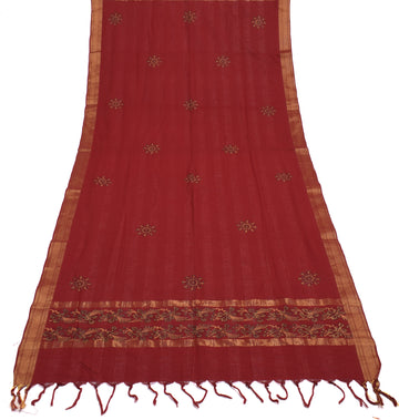 Sushila Vintage Maroon Indian Dupatta 100% Pure Cotton Printed Long Stole Veil