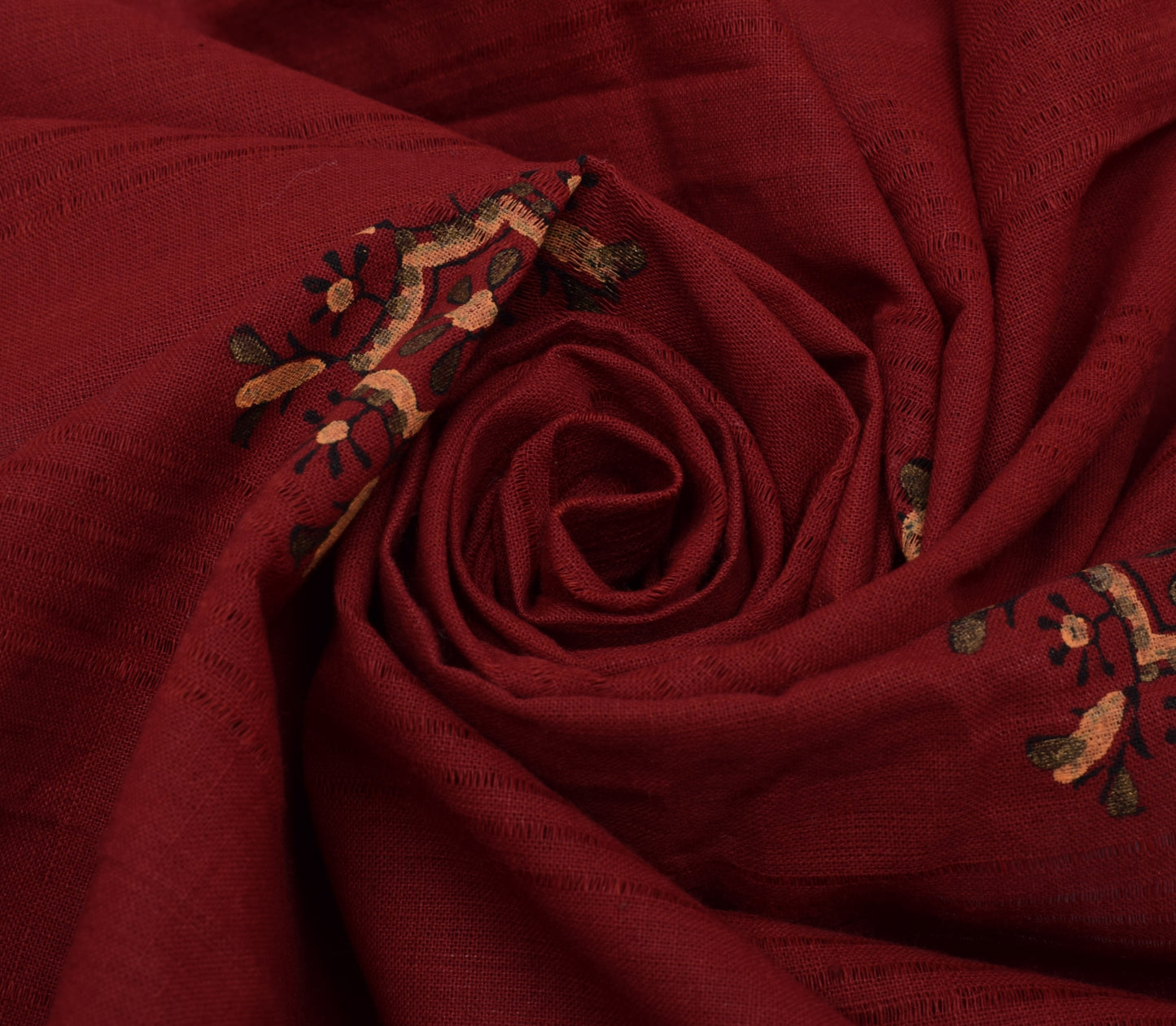 Sushila Vintage Maroon Indian Dupatta 100% Pure Cotton Printed Long Stole Veil