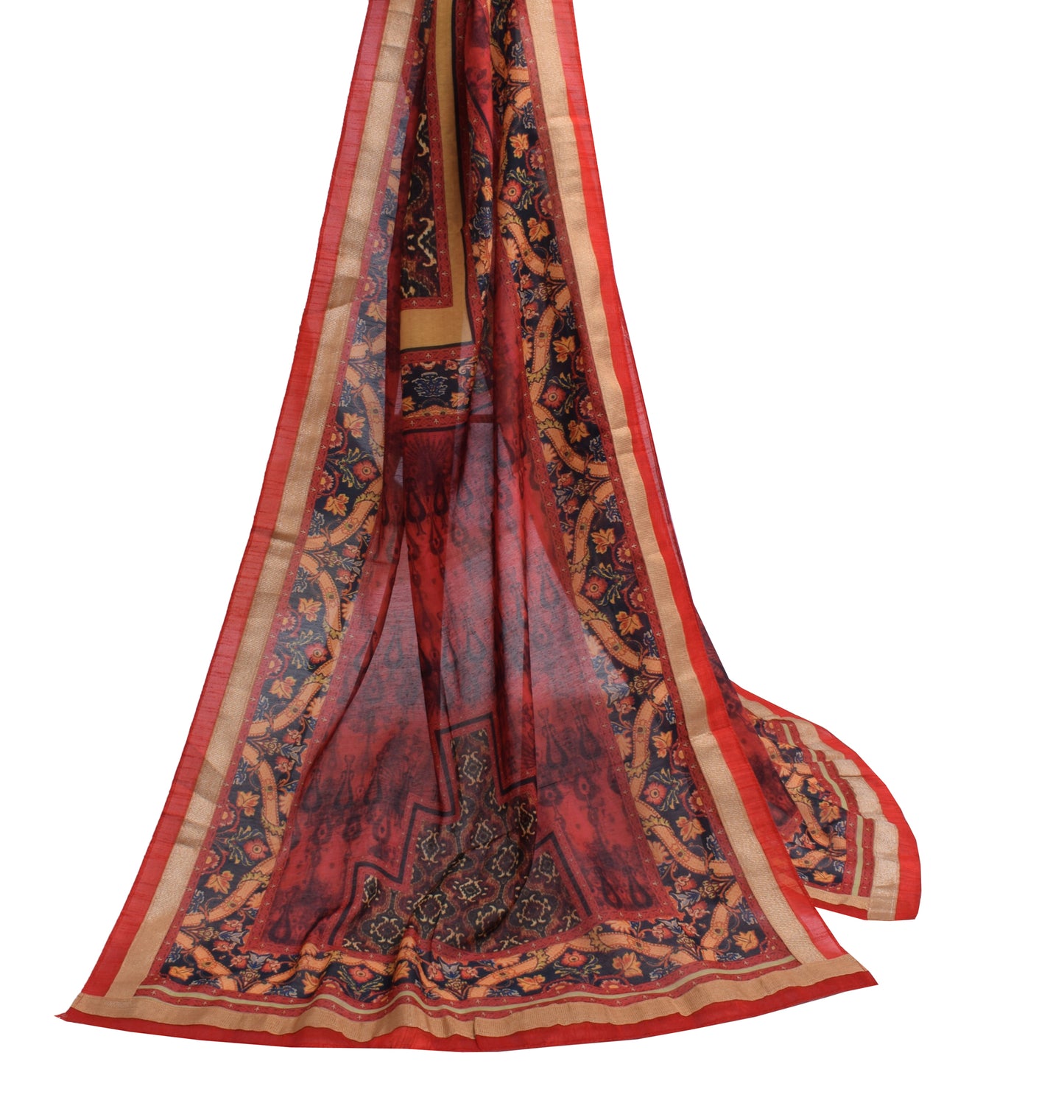 Sushila Vintage Indian Dupatta Blend Cotton Printed Long Stole Veil Scarves