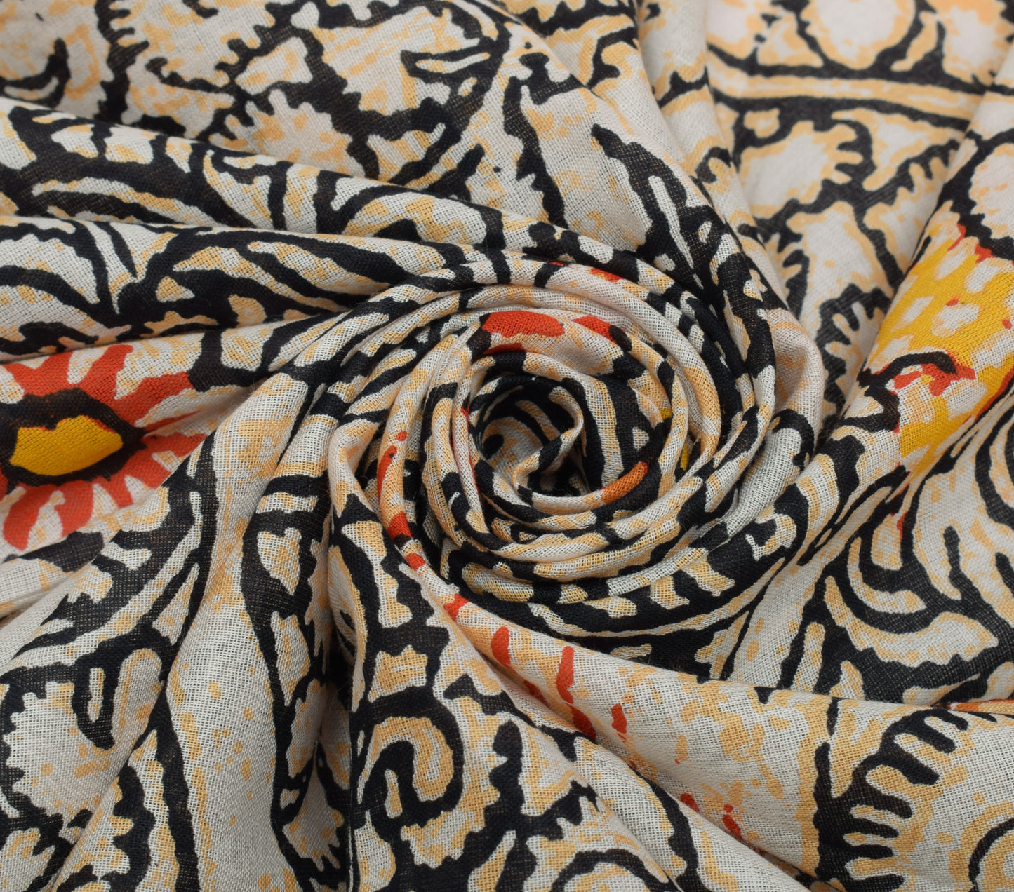 Sushila Vintage Cream Dupatta 100% Pure Cotton Peacock Printed Long Stole Veil