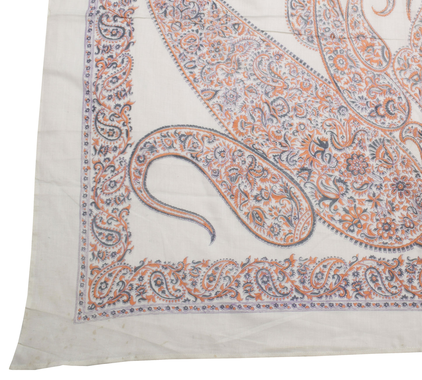 Sushila Vintage White Dupatta 100% Pure Cotton Printed Long Stole Hijab Scarves