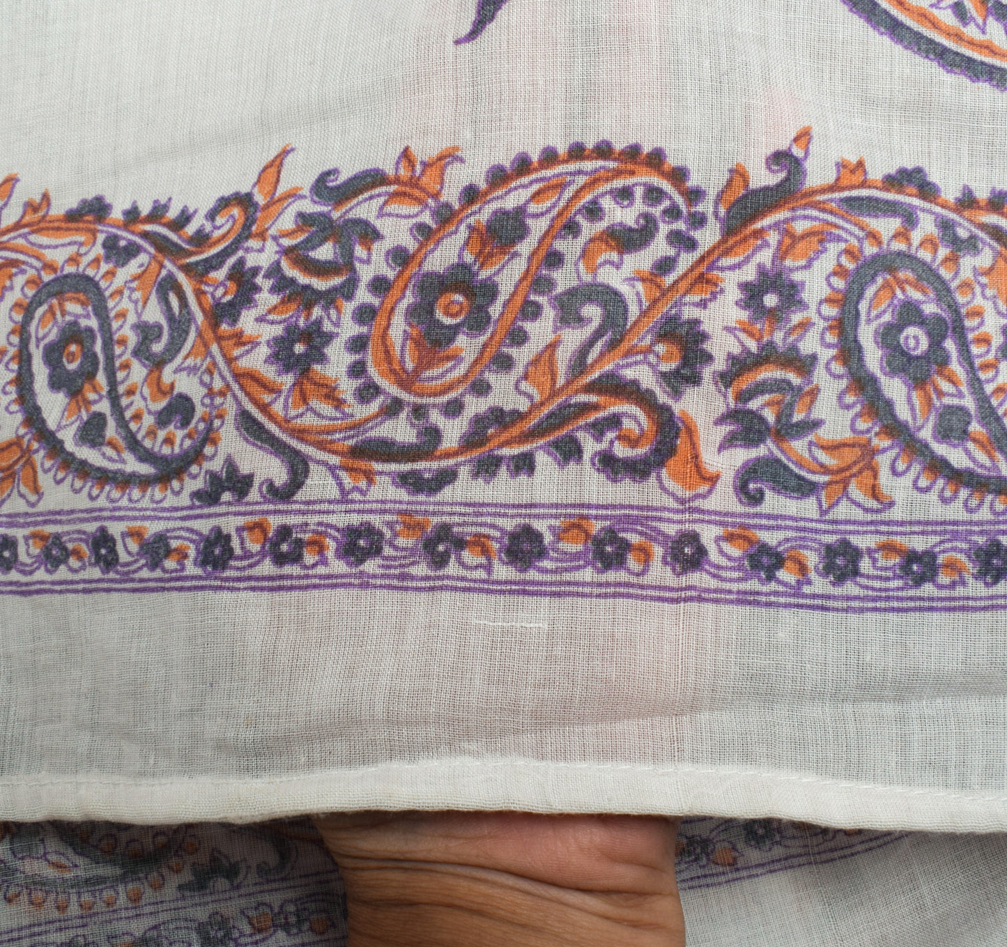 Sushila Vintage White Dupatta 100% Pure Cotton Printed Long Stole Hijab Scarves