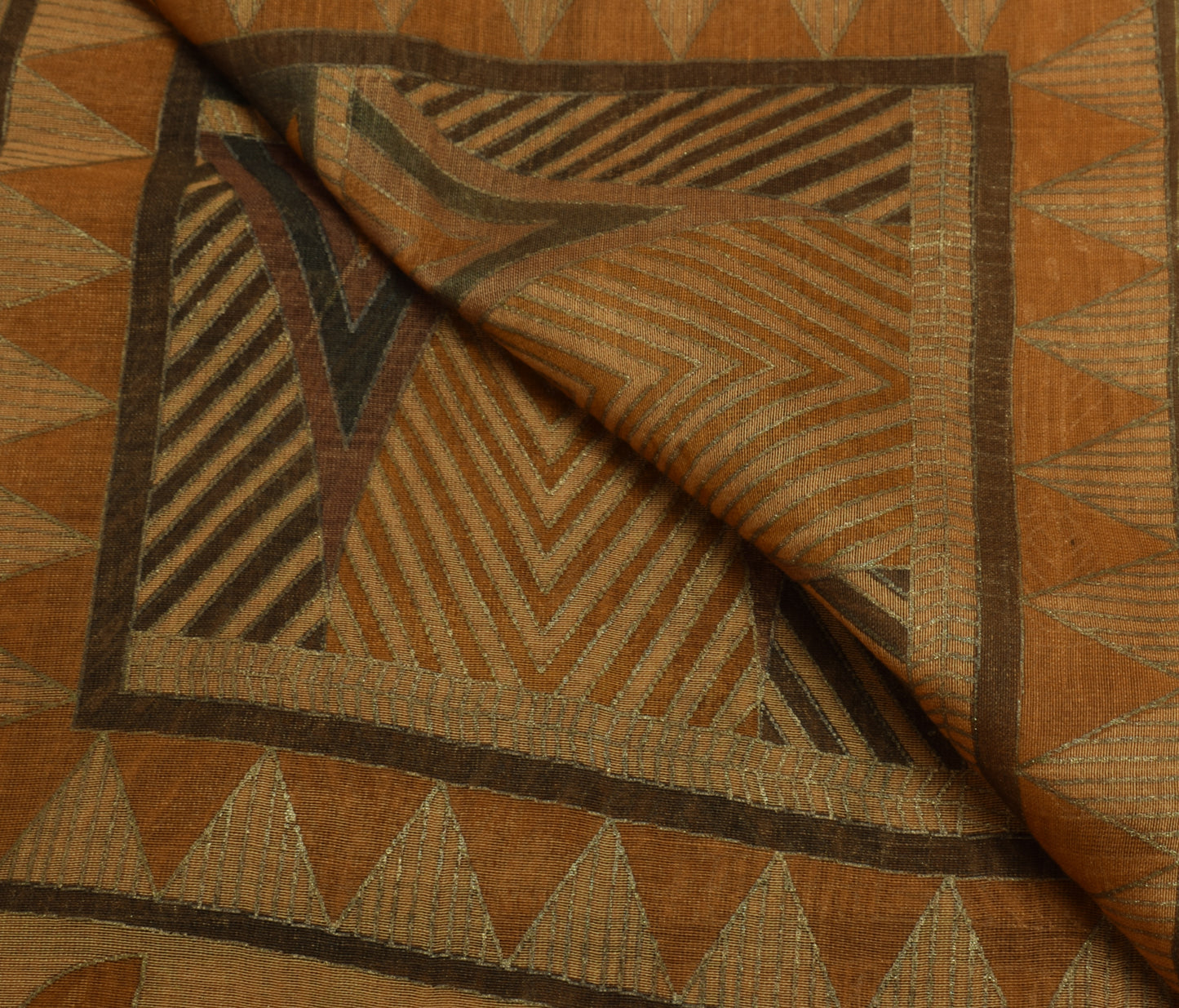 Sushila Vintage Indian Brown Dupatta 100% Pure Silk Printed Long Stole Scarves
