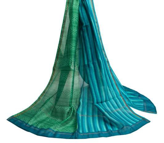 Sushila Vintage Indian Multi-Color Dupatta 100% Pure Silk Printed Long Stole