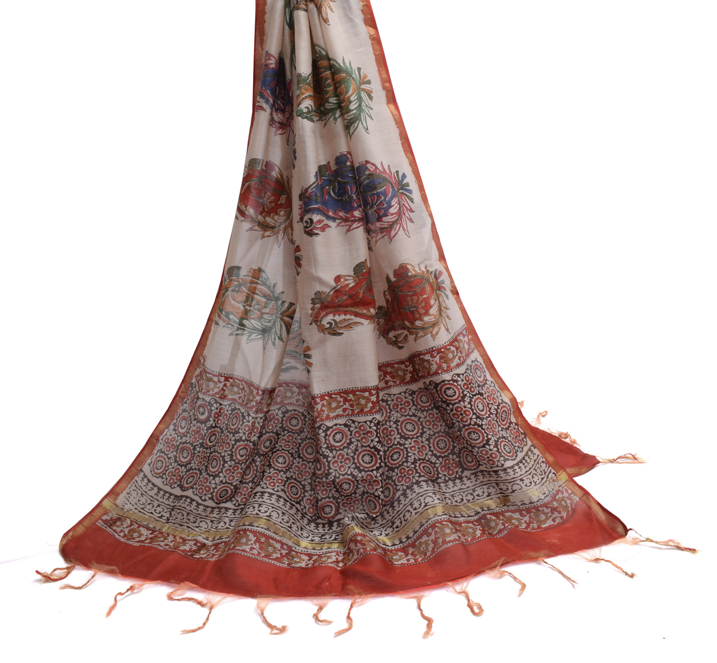 Sushila Vintage Indian Dupatta 100% Pure Cotton Printed Long Stole Veil Hijab