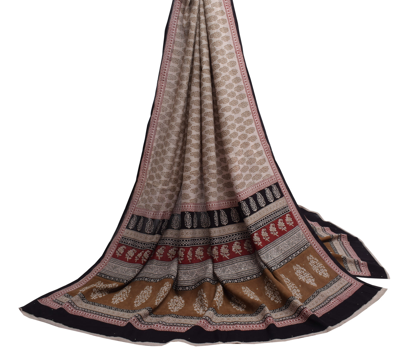 Sushila Vintage Indian Dupatta 100% Pure Cotton Printed Long Stole Veil Hijab