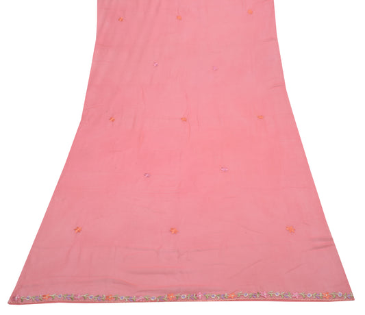 Sushila Vintage Peach Dupatta Pure Georgette  Embroidered Long Stole Veil Hijab