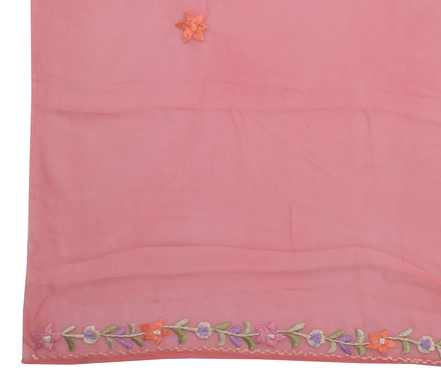 Sushila Vintage Peach Dupatta Pure Georgette  Embroidered Long Stole Veil Hijab