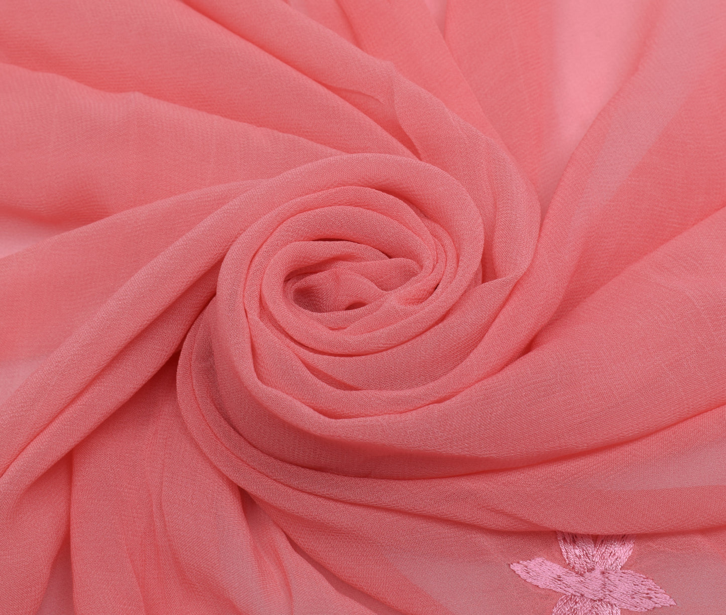 Sushila Vintage Peach Dupatta Pure Georgette  Embroidered Long Stole Veil Hijab