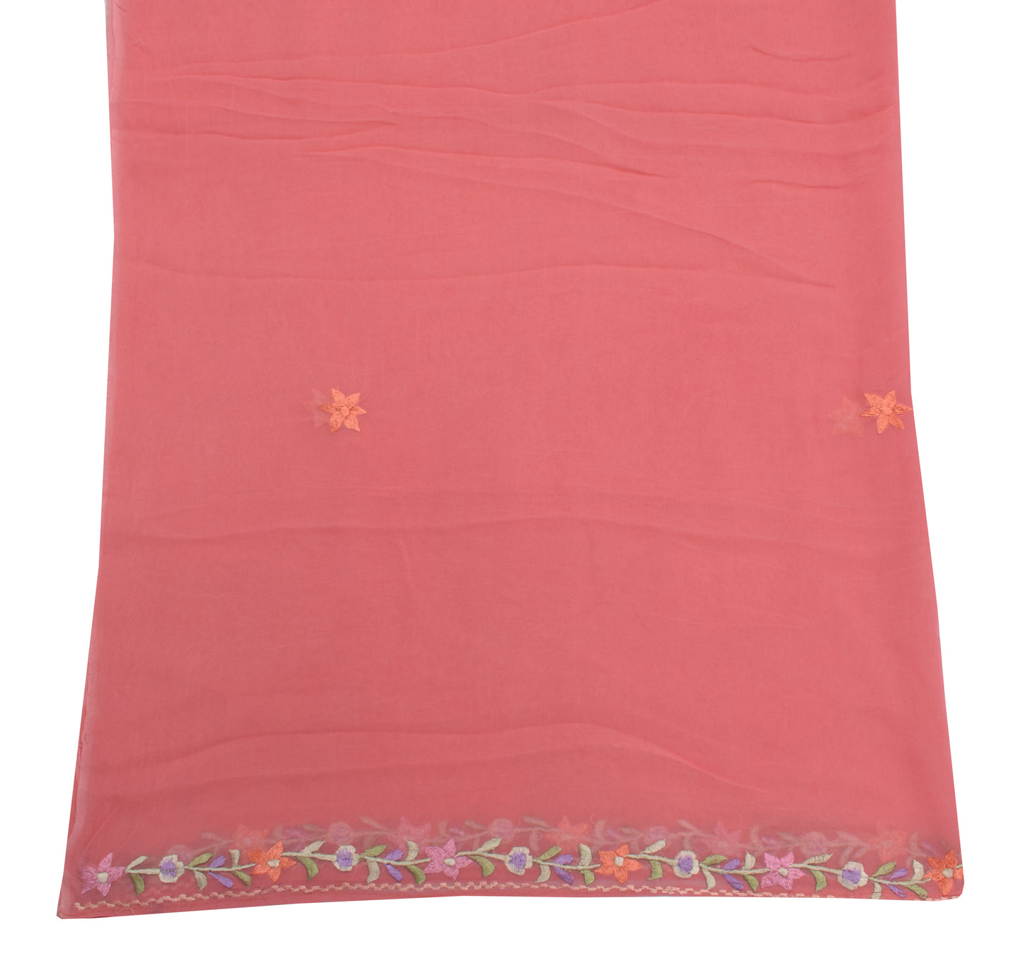 Sushila Vintage Peach Dupatta Pure Georgette  Embroidered Long Stole Veil Hijab