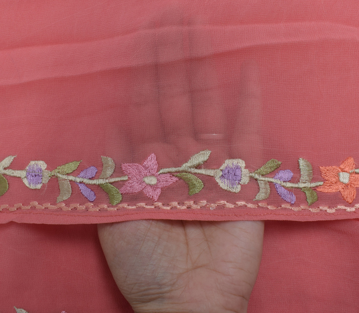 Sushila Vintage Peach Dupatta Pure Georgette  Embroidered Long Stole Veil Hijab