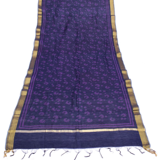 Sushila Vintage Purple Dupatta Pure Silk Printed Floral Long Stole Veil Hijab
