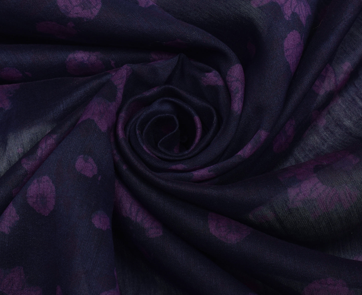 Sushila Vintage Purple Dupatta Pure Silk Printed Floral Long Stole Veil Hijab