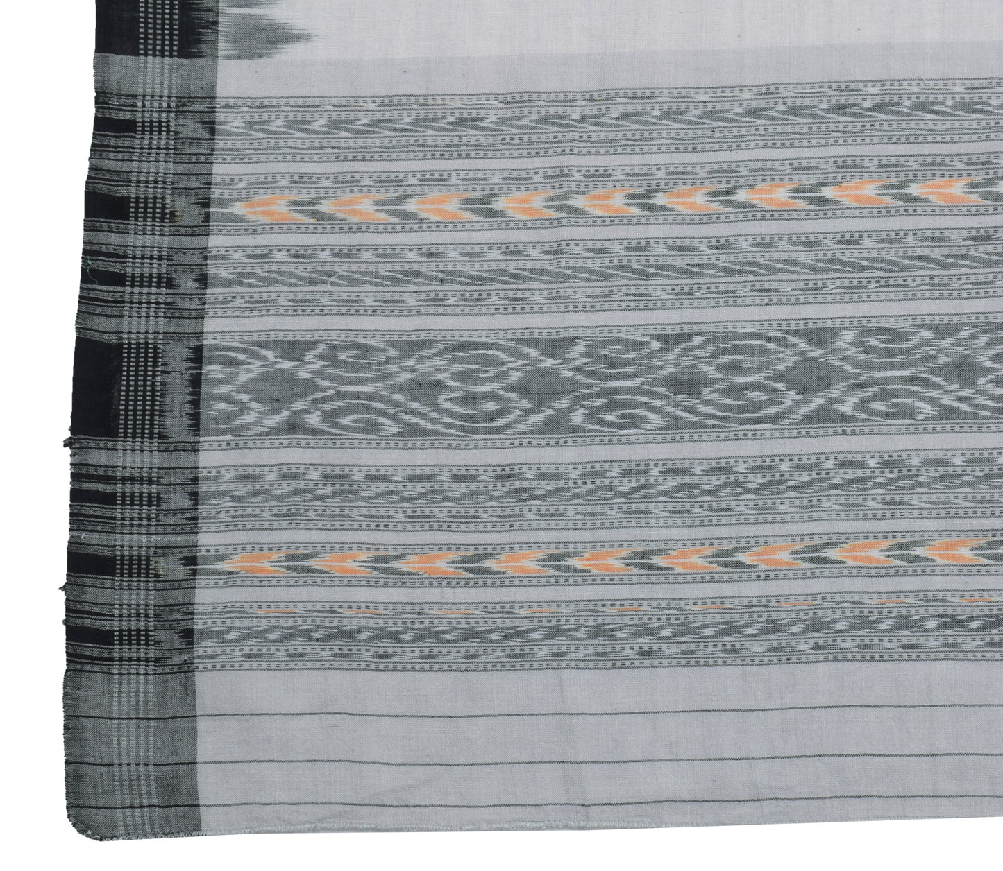 Sushila Vintage Gray Indian Dupatta Pure Cotton Ikkat Woven Long Stole Hijab