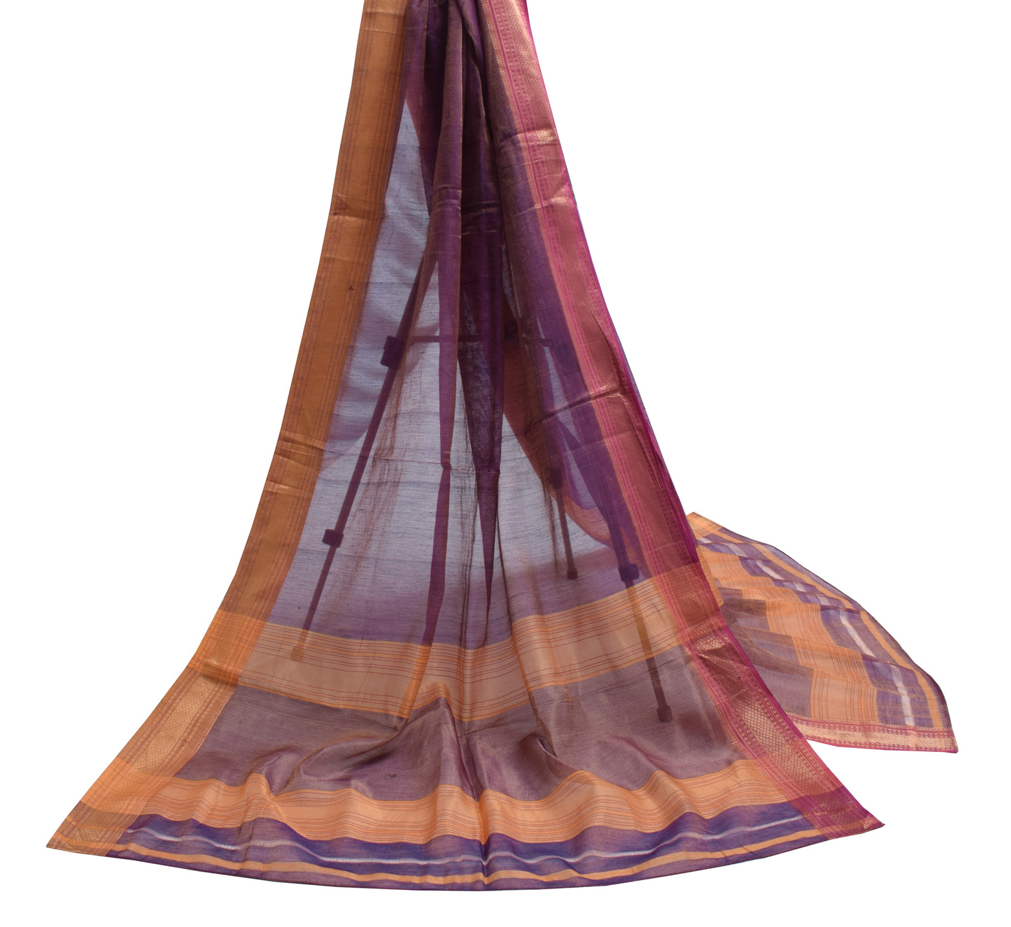 Sushila Vintage Purple Indian Dupatta Pure Tissue Woven Long Stole Veil Scarves