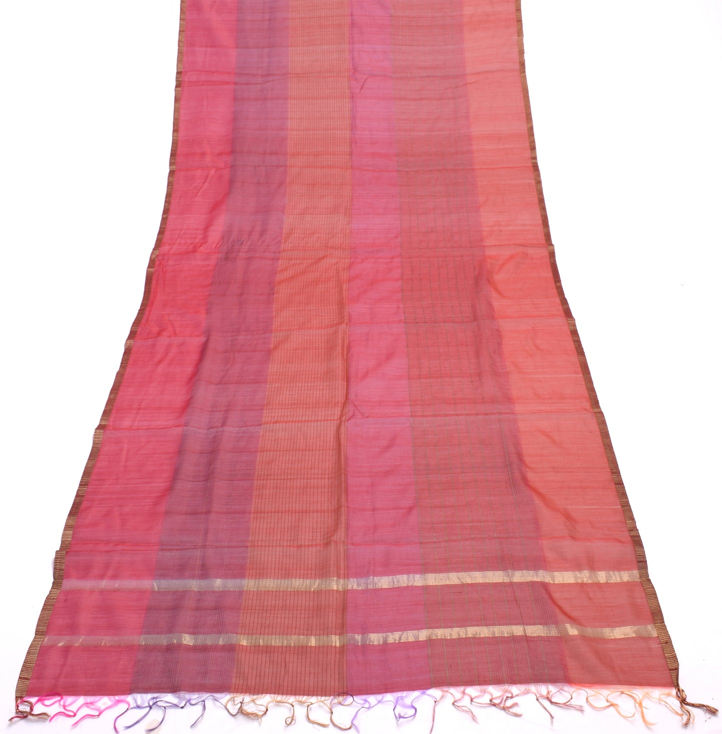 Sushila Vintage Indian Dupatta 100% Pure Silk Zari Woven Long Stole Veil Hijab