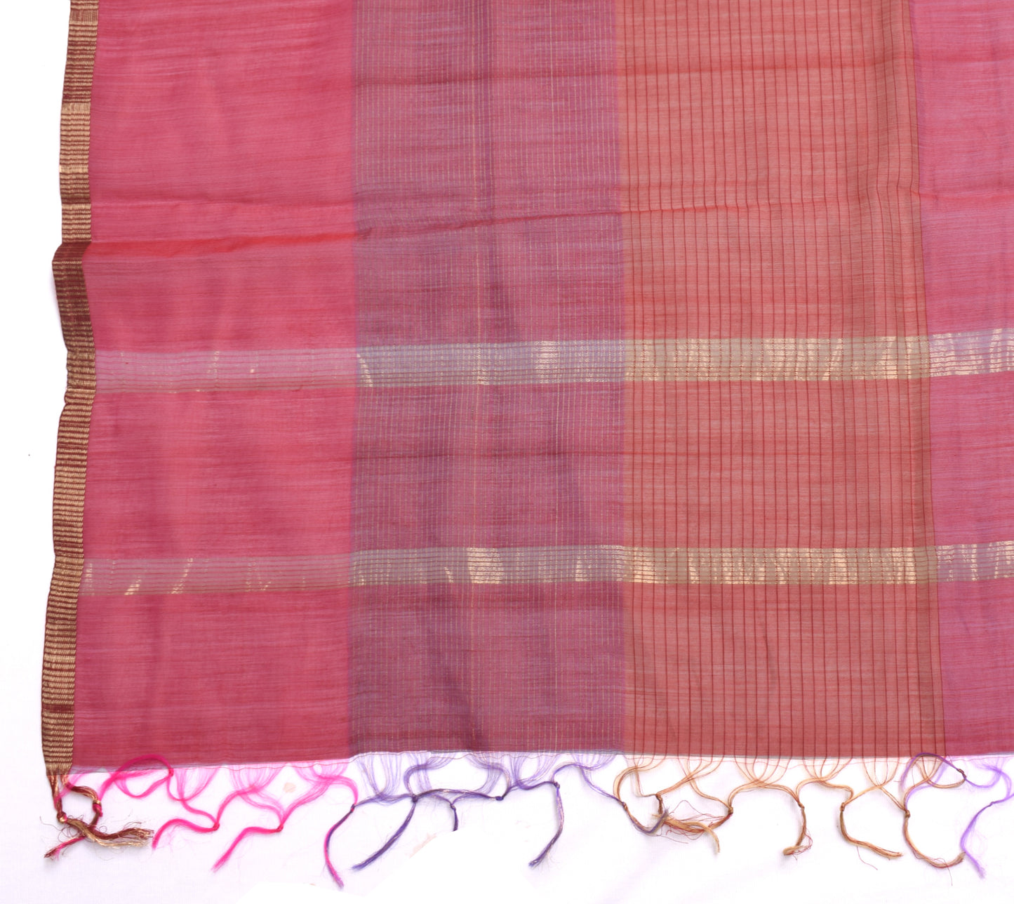 Sushila Vintage Indian Dupatta 100% Pure Silk Zari Woven Long Stole Veil Hijab