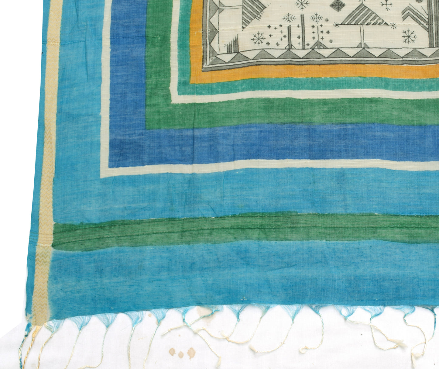Sushila Vintage Indian Cream Dupatta 100% Pure Cotton Printed Long Stole Hijab