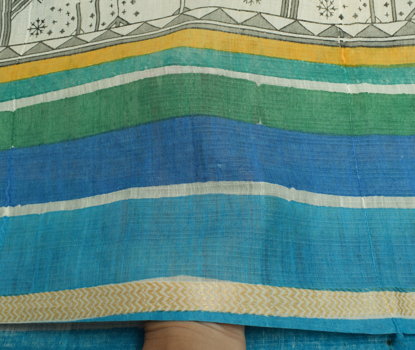 Sushila Vintage Indian Cream Dupatta 100% Pure Cotton Printed Long Stole Hijab