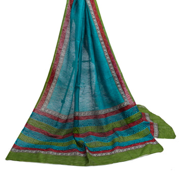 Sushila Vintage Indian Dupatta 100% Pure Silk Printed Long Stole Wrap Scarves