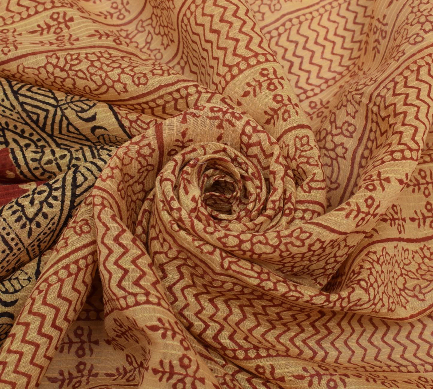 Sushila Vintage Cream Indian Dupatta 100% Pure Cotton Printed Long Stole Hijab