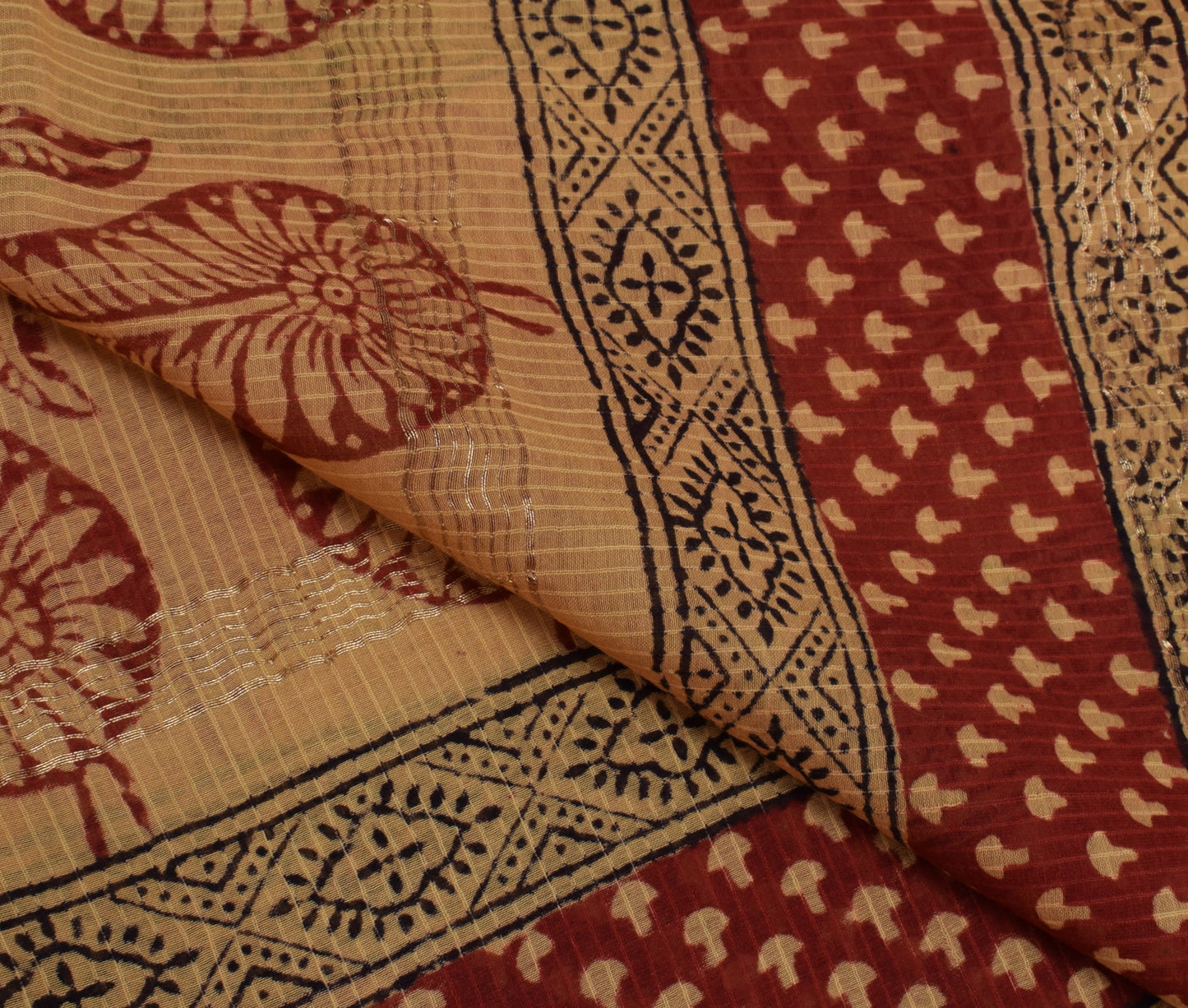 Sushila Vintage Cream Indian Dupatta 100% Pure Cotton Printed Long Stole Hijab