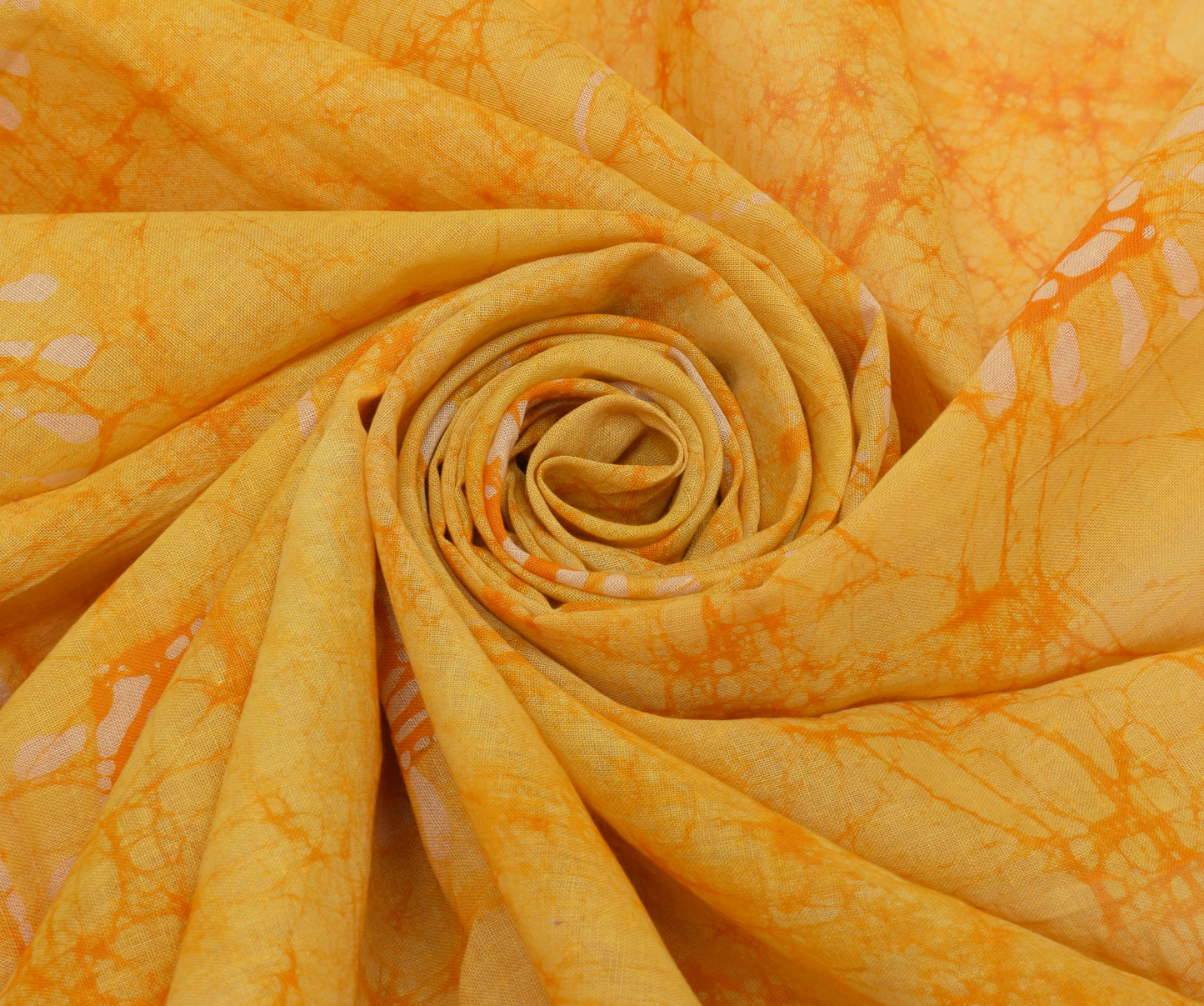 Sushila Vintage Yellow Dupatta 100% Pure Cotton Batik Printed Long Stole Veil
