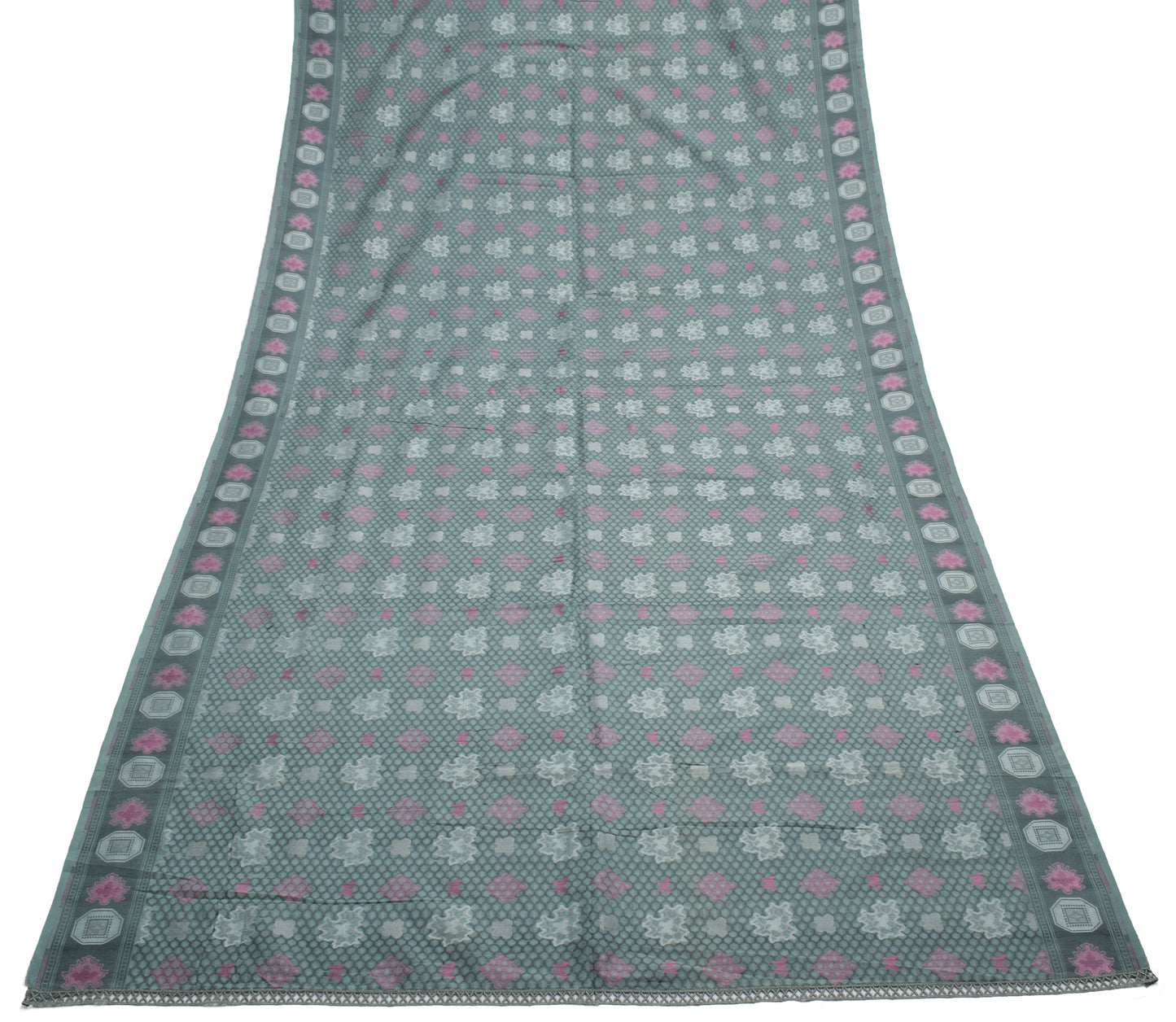Sushila Vintage Gray Indian Dupatta 100% Pure Silk Woven Long Stole Veil Hijab