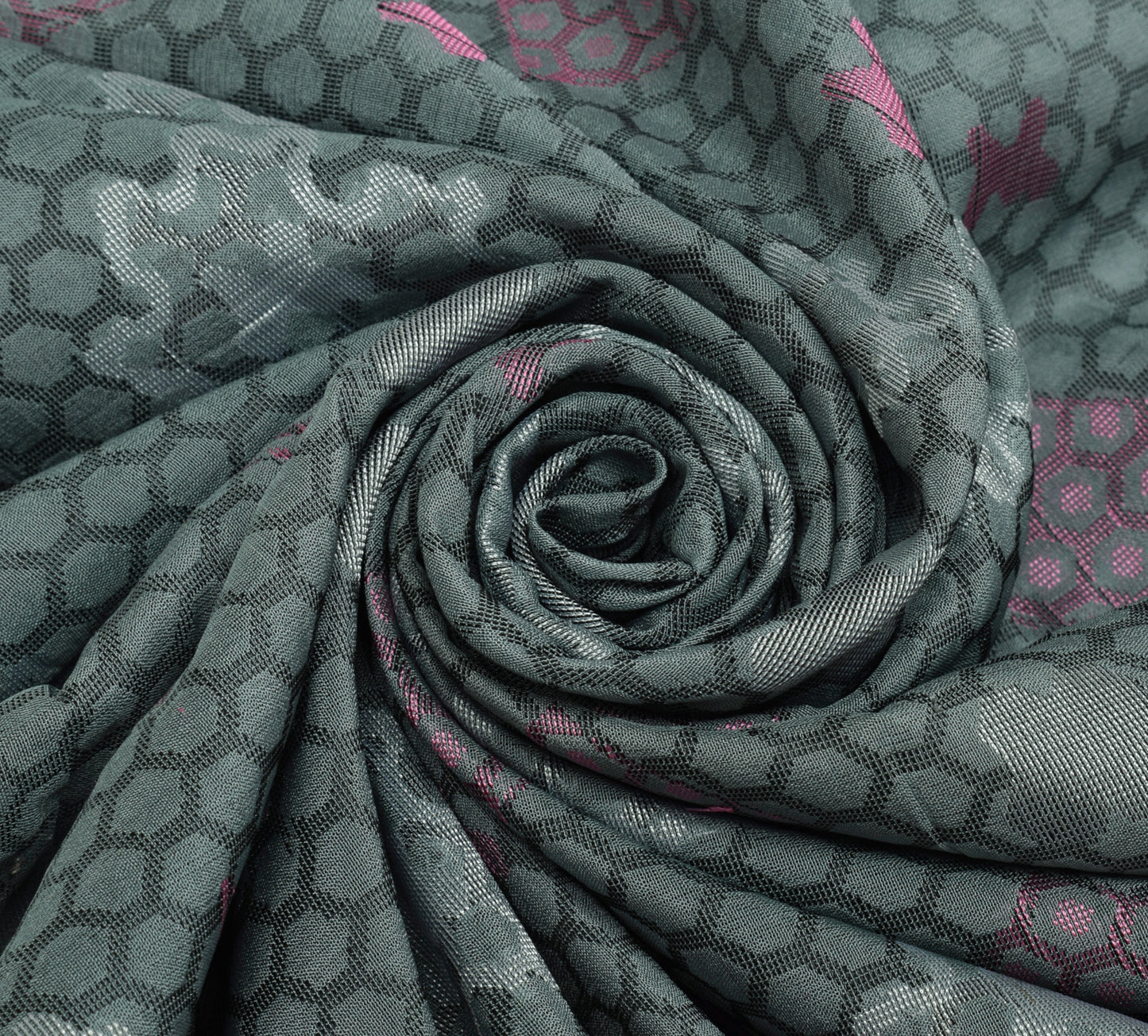 Sushila Vintage Gray Indian Dupatta 100% Pure Silk Woven Long Stole Veil Hijab