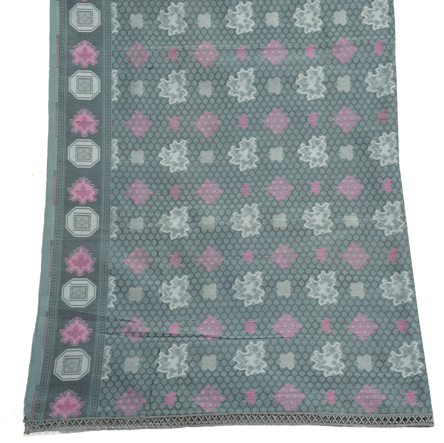 Sushila Vintage Gray Indian Dupatta 100% Pure Silk Woven Long Stole Veil Hijab