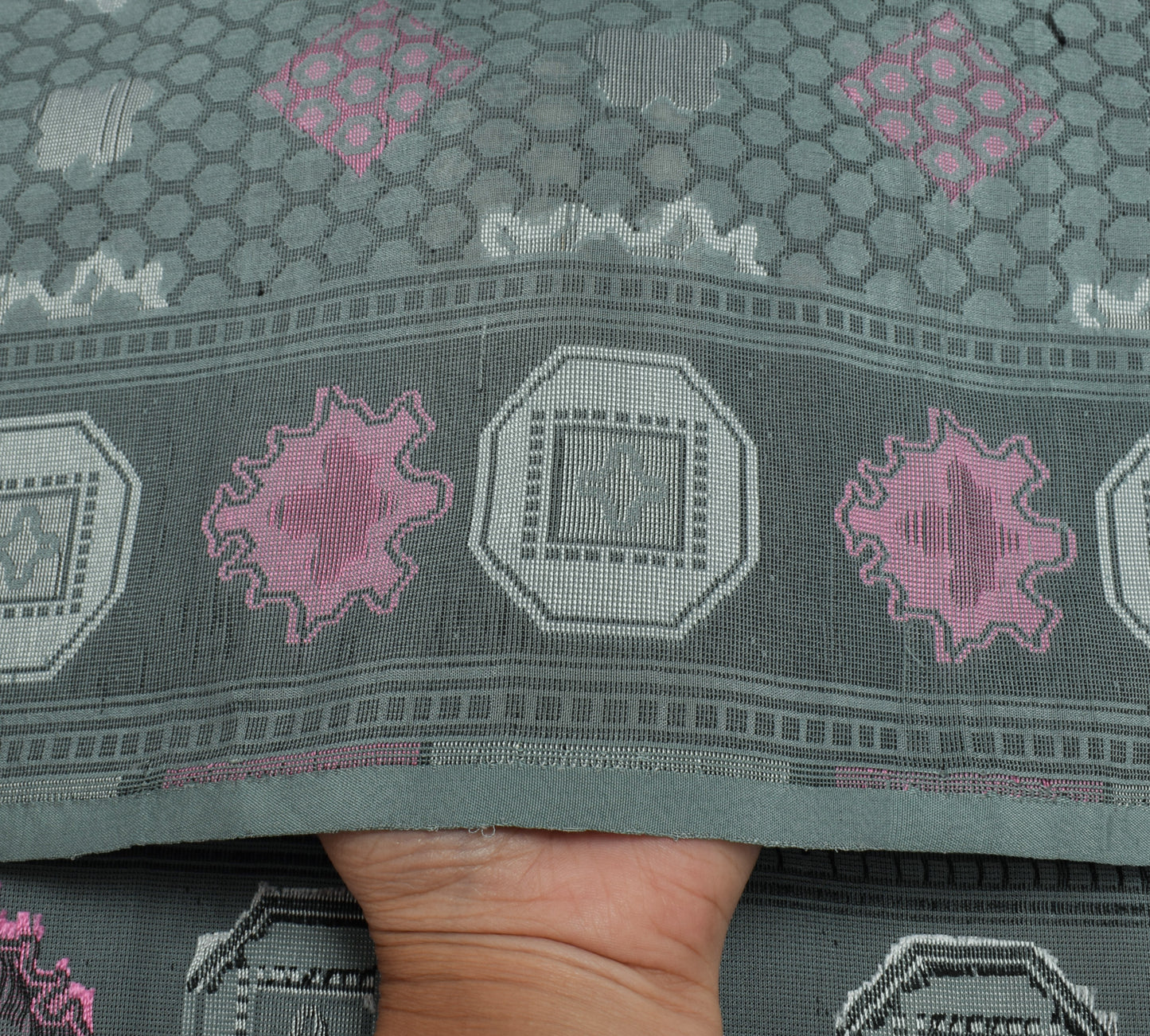 Sushila Vintage Gray Indian Dupatta 100% Pure Silk Woven Long Stole Veil Hijab