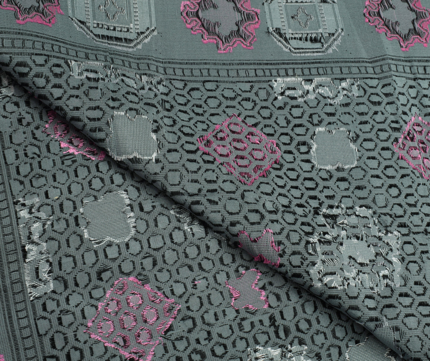 Sushila Vintage Gray Indian Dupatta 100% Pure Silk Woven Long Stole Veil Hijab