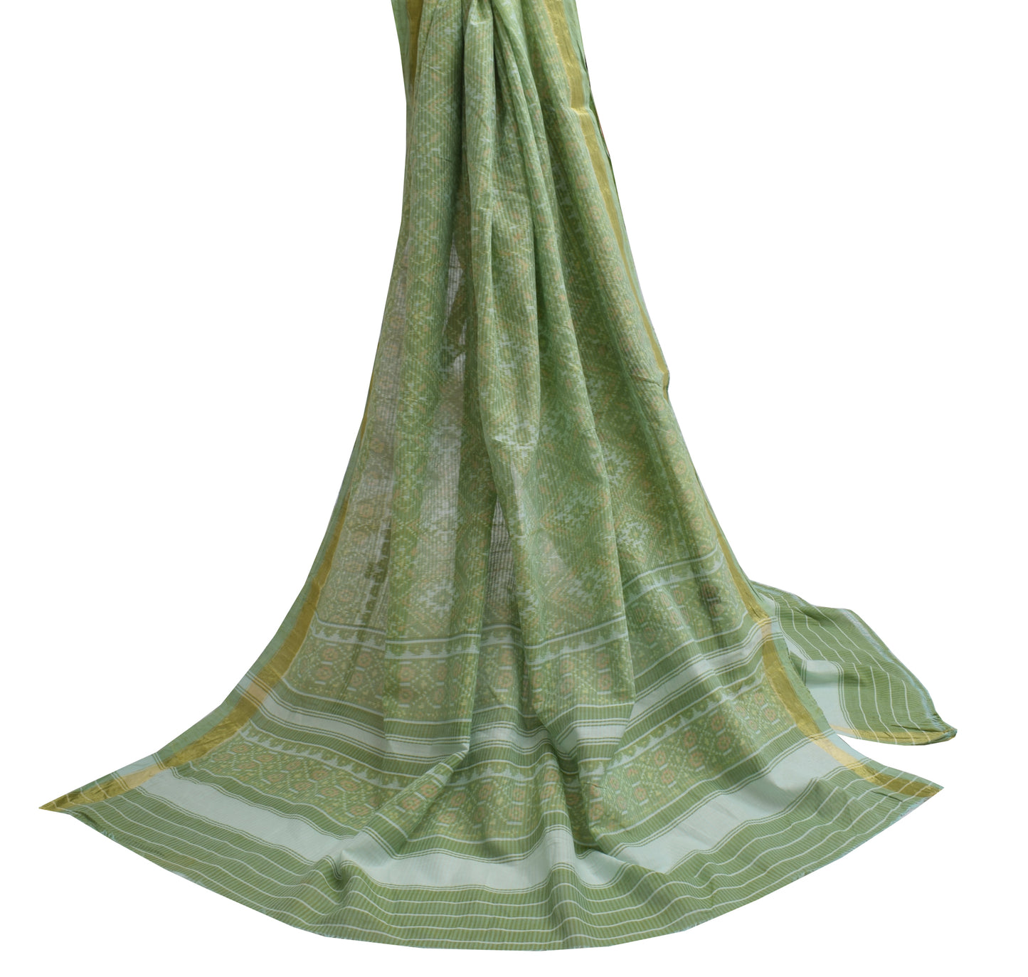 Sushila Vintage Green Dupatta 100% Pure Cotton Printed Long Stole Veil Scarves