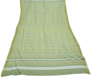 Sushila Vintage Green Dupatta 100% Pure Cotton Printed Long Stole Veil Scarves