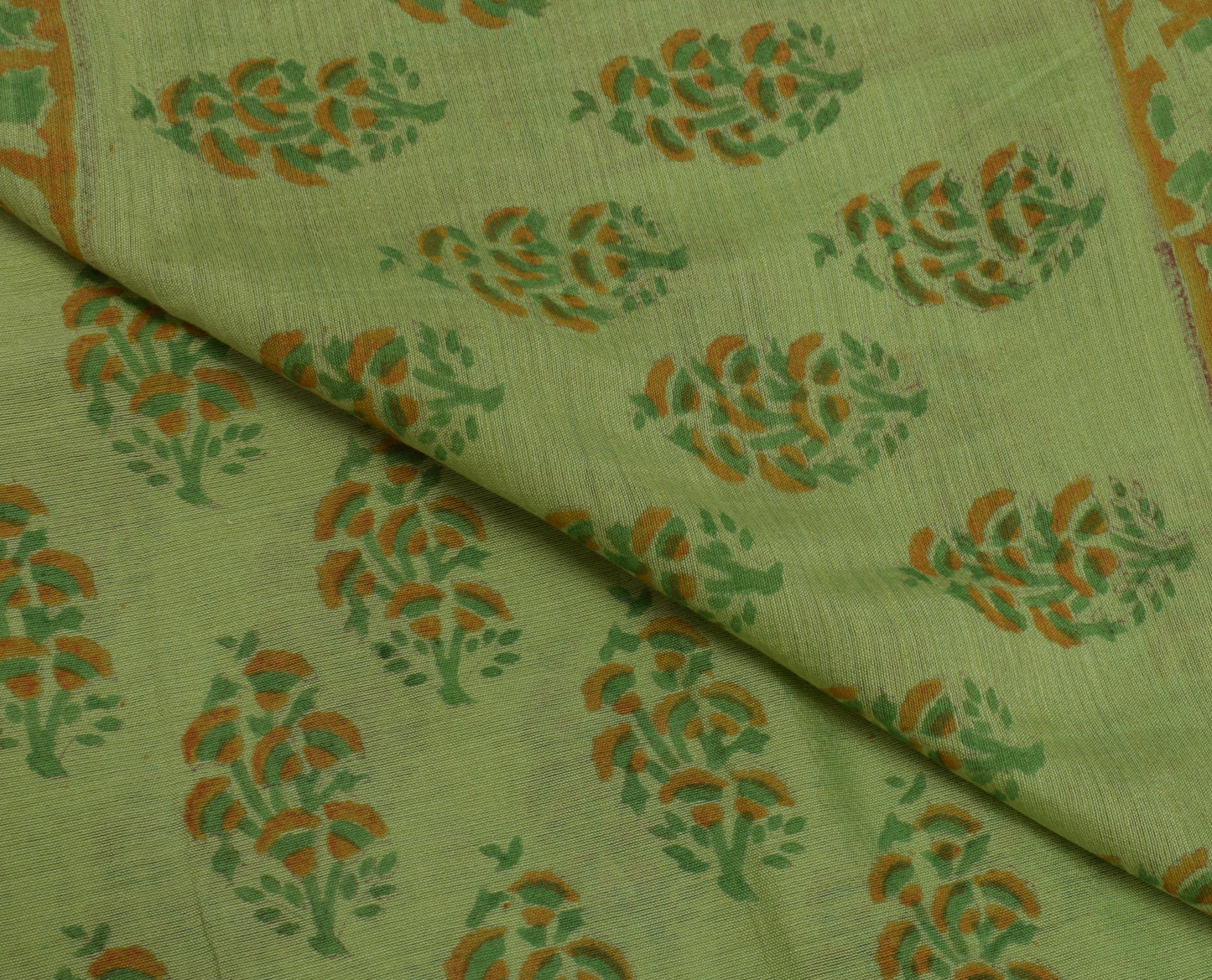 Sushila Vintage Green Dupatta Pure Cotton Hand Block Printed Long Stole Hijab