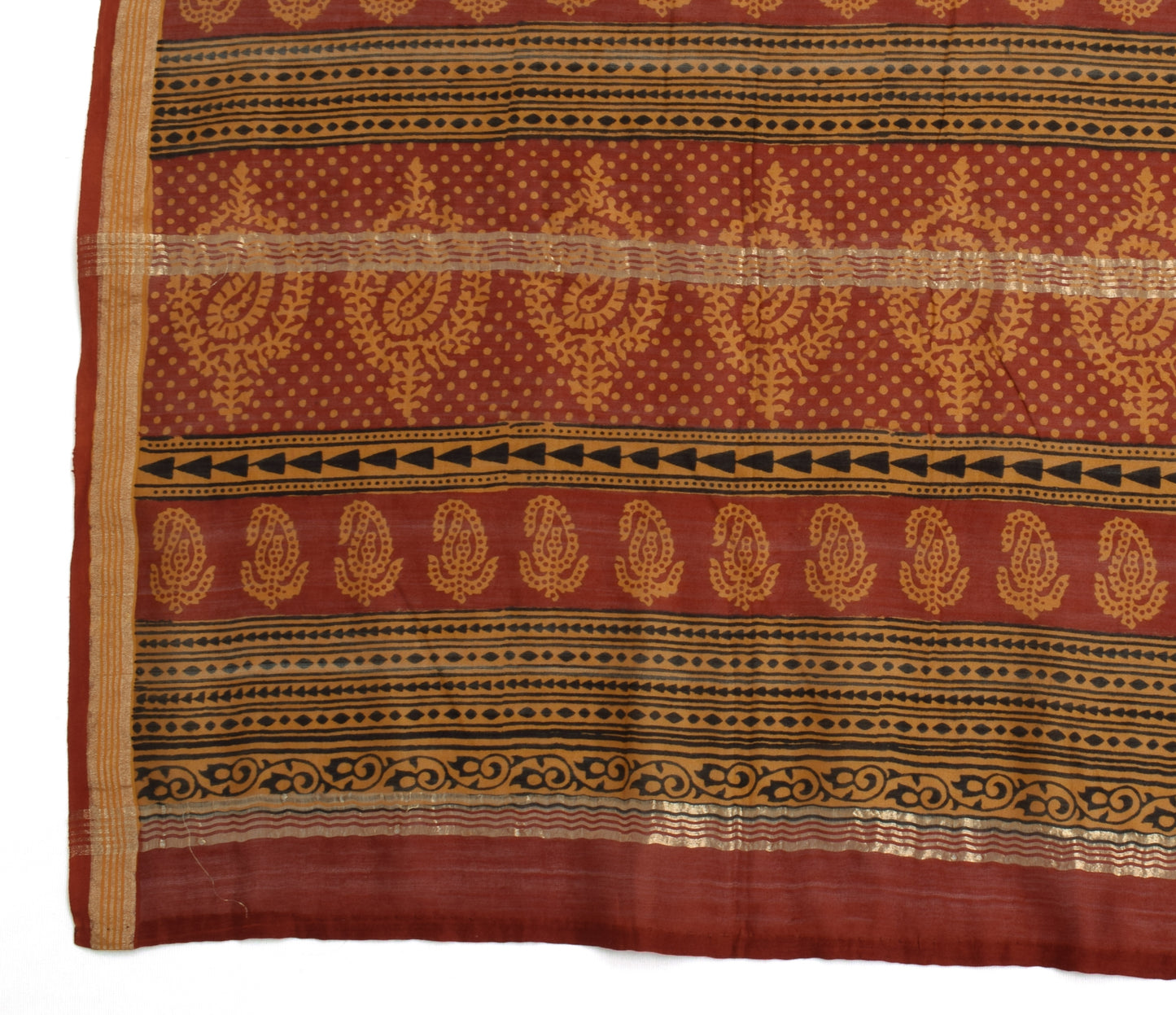 Sushila Vintage Mustard Dupatta 100% Pure Cotton Printed Long Stole Long Veil